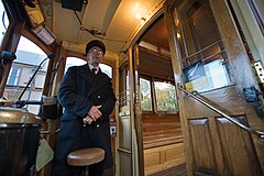 Tram driver. Christchurch. New Zealand, 2006