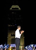 On May 5, Obama campaigned in Downtown Indianapolis at the Indiana World War Memorial Plaza, drawing a crowd of 21,000. ObamaIndianapolis.jpg