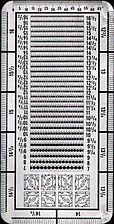 Perforation gauge. Also known as an odontometer.