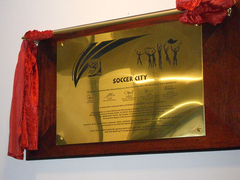 File:Official World Cup plaque of Soccer City Stadium.jpg