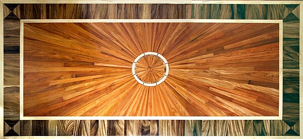 Intricate parquet flooring in entry hall