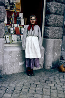 A girl dressed up as an Easter witch Paskkarring 1965.jpg
