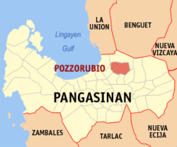 Bản đồ Pangasinan với vị trí của Pozorrubio.