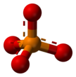 Ball-and-stick model, showing full 3D structure and dashed bonds indicating delocalisation and equal P-O bond lengths.