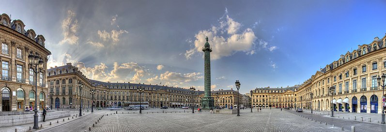 Place Vendome with Colonne Vendome. Paris, France. Editorial Photo