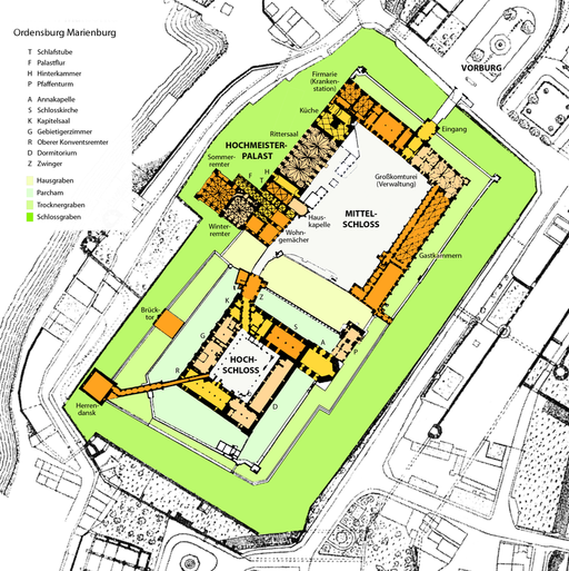 Plan der Ordensburg Marienburg Grundriss
