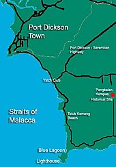 Location of the lighthouse of Cape Rachado and town of Port Dickson Portdickson01.jpg