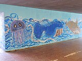 Praha - Modřany, podchod pod ulicí Generála Šišky, malby