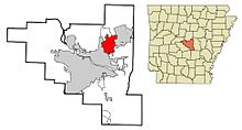 Pulaski County Arkansas Sisällytetyt ja rekisteröimättömät alueet Sherwood Highlighted 2010.JPG