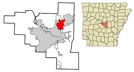 Pulaski County Arkansas Incorporated and Unincorporated areas Sherwood Highlighted 2010.JPG