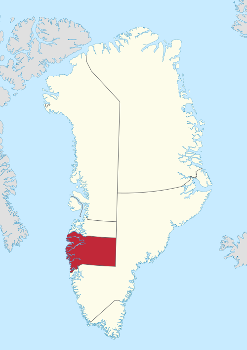 Location of the Qeqqata municipality within Greenland