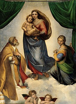RAFAEL - Madonna Sixtina (Gemäldegalerie Alter Meister, Dresde, 1513-14. Óleo sobre lienzo, 265 x 196 cm).jpg