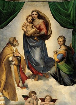 RAFAEL - Madonna Sixtina (Gemäldegalerie Alter Meister, Dresden, 1513-14. Óleo sobre lienzo, 265 x 196 cm)