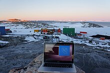 An image of Robot Operating System (ROS) running in Antarctica ROS Antarctica sunset.jpg