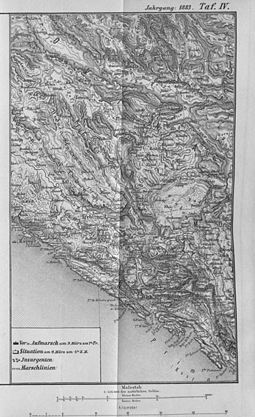 File:Regional map of insurrgent war in the Orjen and Hercegowinaa 1882 from the k.k. Austrian Military Journal 1883.jpg