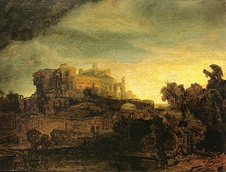 <i>Landscape with a Castle</i> Painting by Rembrandt