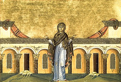 Janasuci Sinkletika dari Aleksandria (Menologion Basil II, abad ke-10)