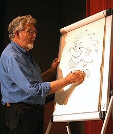 Harris sketches a Rolfaroo self-portrait in 2008