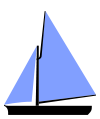 Gunter-rigged sloop. The sail shape is intermediate between Bermuda and gaff sails.