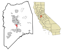 San Joaquin County Kaliforniassa Sisällytetyt ja rekisteröimättömät alueet Ranskan leiri Highlighted.svg