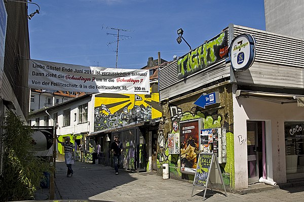 2011 before the demolition of the Schwabinger 7 bar and redevelopment of the area shown in the photograph