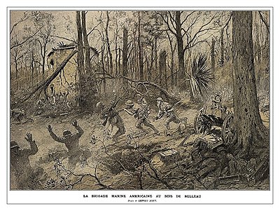 Painting of Marines fighting in World War I