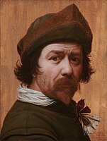 Self-portrait 1638. oil on panelmedium QS:P186,Q296955;P186,Q106857709,P518,Q861259. 42.2 × 31.9 cm (16.6 × 12.5 in). The Hague, Royal Picture Gallery Mauritshuis.