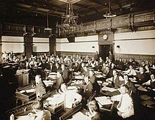 Senate Chamber, 2nd Minnesota State Capitol, ca. 1900 Senate Chamber, second state capitol-FM6.121 m1.jpg