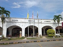 Facade of the station's main entrance Seremban Railway Station (220709).jpg