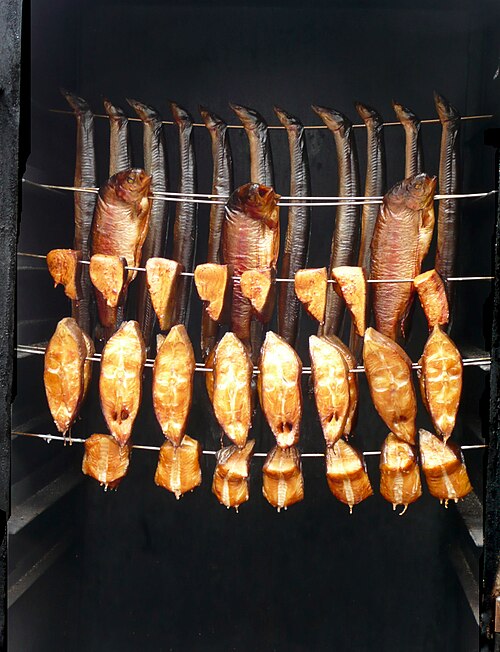 Smoked fish in smoker