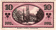 Die Wiesenkirche auf einem Notgeldschein aus Soest, von 1920.