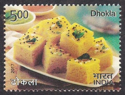 Dhokla depicted on 2017 stamp from India