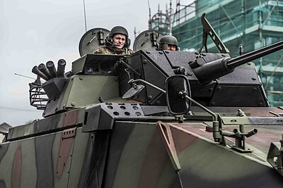 Hitfist turret on an Armoured fighting vehicle. THE EASTER SUNDAY PARADE - SOME MILITARY HARDWARE USED BY THE IRISH ARMY (CELEBRATING THE EASTER 1916 RISING)-113024.jpg