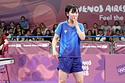 Deutsch: Tischtennis bei den Olympischen Jugendspielen 2018; Tag 9, 15. Oktober 2018; Mixed, Finale, Mixed-Doppel – Miu Hirano & Tomokazu Harimoto (JPN) gegen Sun Yingsha & Wang Chuqin (CHN) 1:3 English: Table tennis at the 2018 Summer Youth Olympics at 15 October 2018 – Mixed Final, Mixed-Double – Miu Hirano & Tomokazu Harimoto (JPN) Vs Sun Yingsha & Wang Chuqin (CHN) 1:3