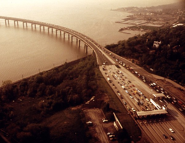 Tappan Zee Bridge toll plaza, 1973, Photograph by Chester Higgins Jr.