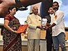 The President, Shri Ram Nath Kovind presenting the Swarna Kamal Award to Nagraj Manjule (Best Direction) for the Non-feature film - PAVASACHA NIBANDHA, at the 65th National Film Awards Function, in New Delhi.JPG