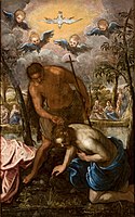 Baptism of Christ label QS:Len,"Baptism of Christ" label QS:Lpl,"Chrzest Chrystusa" label QS:Lfr,"Baptême du Christ" , Domenico Tintoretto