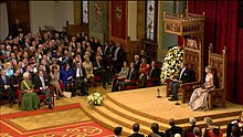 King Willem-Alexander of the Netherlands reading the speech from the throne (2015) Troonrede 2015 4.jpg