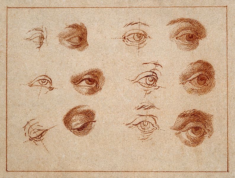 File:Twelve sketches of eyes. Drawing, c. 1793. Wellcome V0009307.jpg