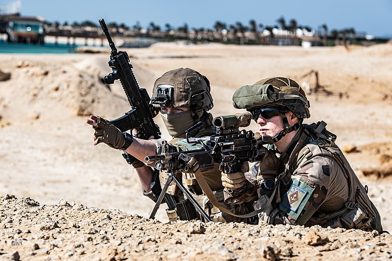 File:Two French Marines armed with an HK416 and FN Minimi light machine gun (Mission Jeanne d'Arc, 2022).jpg