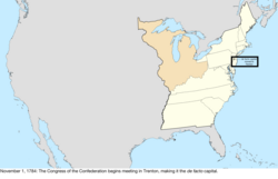 Mappa del cambiamento negli Stati Uniti nel Nord America centrale il 1 novembre 1784