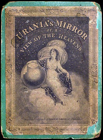 A high-resolution scan of the front box of "Urania's Mirror" (First edition). Urania's Mirror Box (Front).jpg
