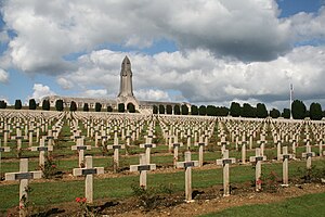 The cemetary with Douaumont ossuary. 9th winning picture in WLM 2011 France - 10th winning picture in WLM 2011 Europe Wiki Loves Monuments