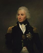 Vice-Admiral Horatio Nelson flew his flag twice on Victory Vice-Admiral Horatio Nelson, 1758-1805, 1st Viscount Nelson.jpg