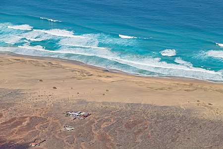 View from the Pico de la Zarza to a part of the Playa de Cofete Fuerteventura