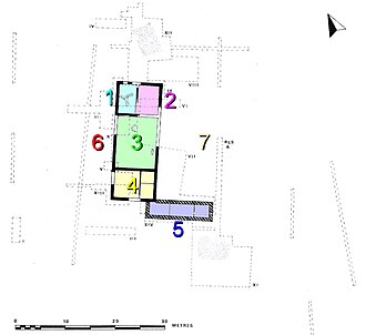 The floorplan and room layout. Ling and Courtney (1981) developed the excavation plan showing the basic layout of the building. VillaCarsington floorplan.jpg