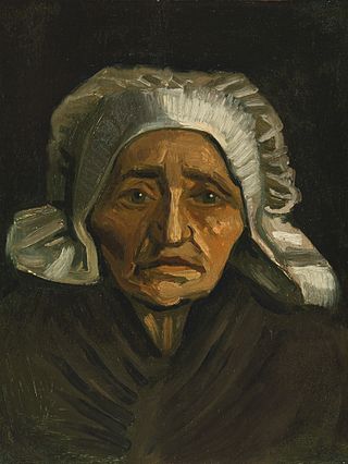 <i>Head of an Old Farmers Wife in a White Hat</i> 1884 painting by Dutch painter Vincent Van Gogh