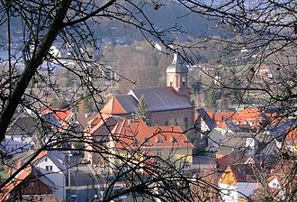 Weilbach church and old school Weilbach 2003.JPG