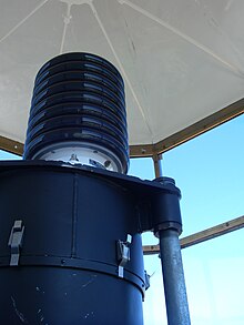 The light-emitting diode lantern installed at Whitefish Point in August 2011. Whitefish Point Light 8-18-11.JPG