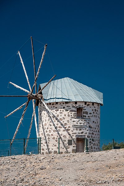 A white-washed windmill in Bodrum